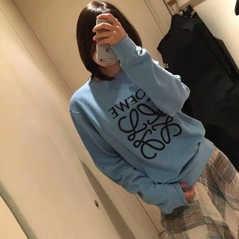 

Super Fire Letter Print Color Crewneck Dress Loose Casual Couple Joker Bottom Shirt