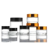 5g 10g 15g glass jar cream bottle cosmetic empty container with black silver gold lid and inner pad for lotion lip balm