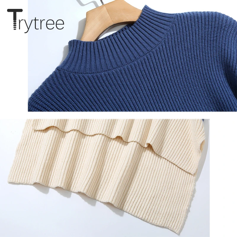 Осенне-зимний комплект из двух предметов Trytree 2020 повседневный Вязаный топ с