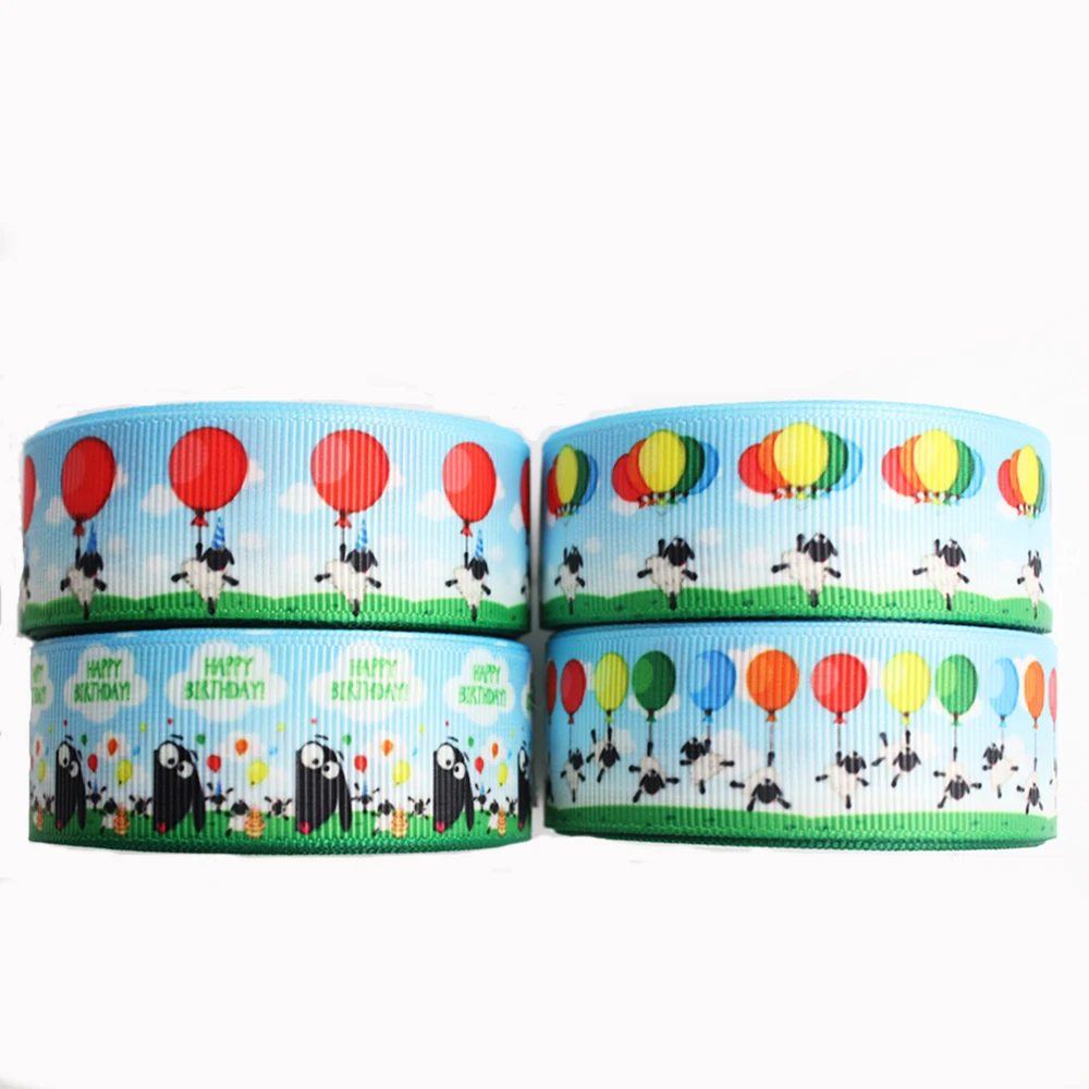 

WL 10 Yards 1/2’’38mm Sheep and Balloon Print Grosgrain Ribbon Hair Bow Headdress Diy Handmade Wedding Party Decoration