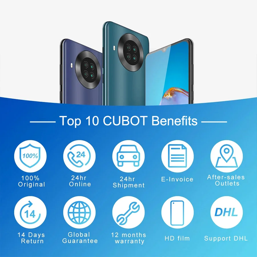 Cubot Note 20 6 5 &quot&quot HD + 3 ГБ 64 сзади Quad Камера смартфон NFC 4200 мА/ч 12MP распознавания лиц и