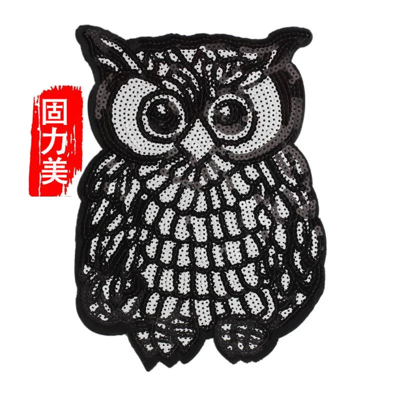 2 шт черные белые блестки мультфильм сова гладильная аппликация с