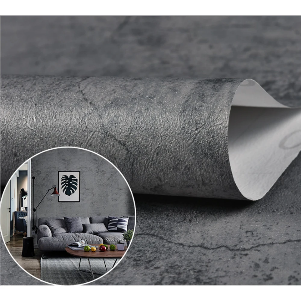 

gray Nordic industrial wind Cement self-adhesive wallpaper bedroom decoration clothing store wall stickers room decoration