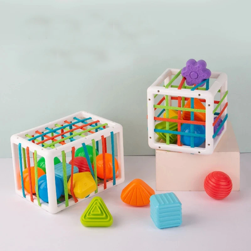 

Baby Colorful Shape Block Sorting Game Soft Cube Box Baby Grasping Ability Montessori Educational Infant Tactile Senses Toy Gift