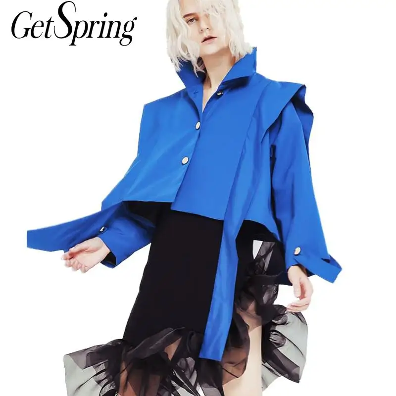 

GETSRING Women Coat Profile Loose Short Jacket Women Long Sleeve Irregular Outerwear Womens Retro Ribbon Coats Autumn 2018 New