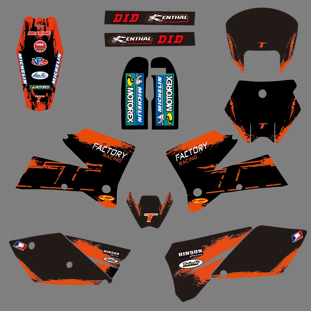 

Наклейка для KTM SX 125 250 380 400 520 2005 2006 Team Background мотоциклетный Графический комплект