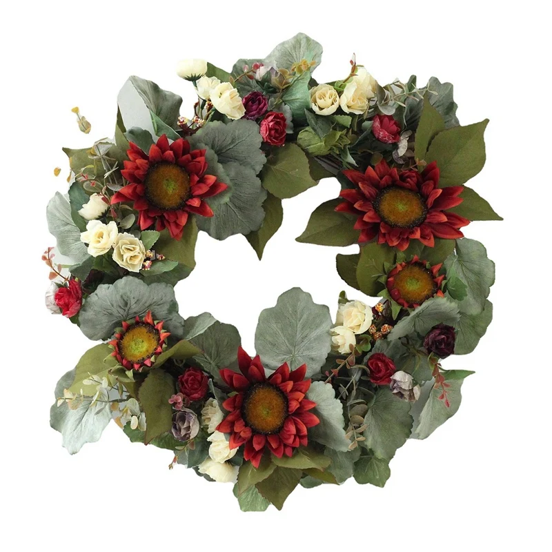 

Autumn Sunflower Wreath for Front Door Wall Window Wedding Party Farmhouse Home Christmas Thanksgiving Decoration