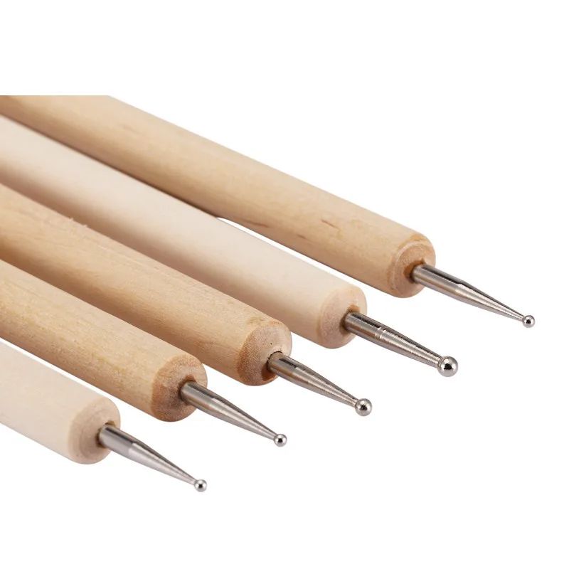 Деревянная ручка для точечного маникюра 5 шт./пакет 2-полосная покраски ногтей