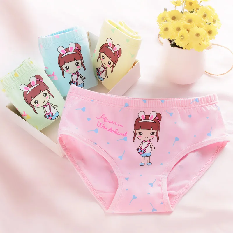 

2021 New 6PC/lot Girls Soft Pure Cotton Triangle Underwear Pricness Cartoon Underwear Kids Triangle Underwear for 2 To 12 Years