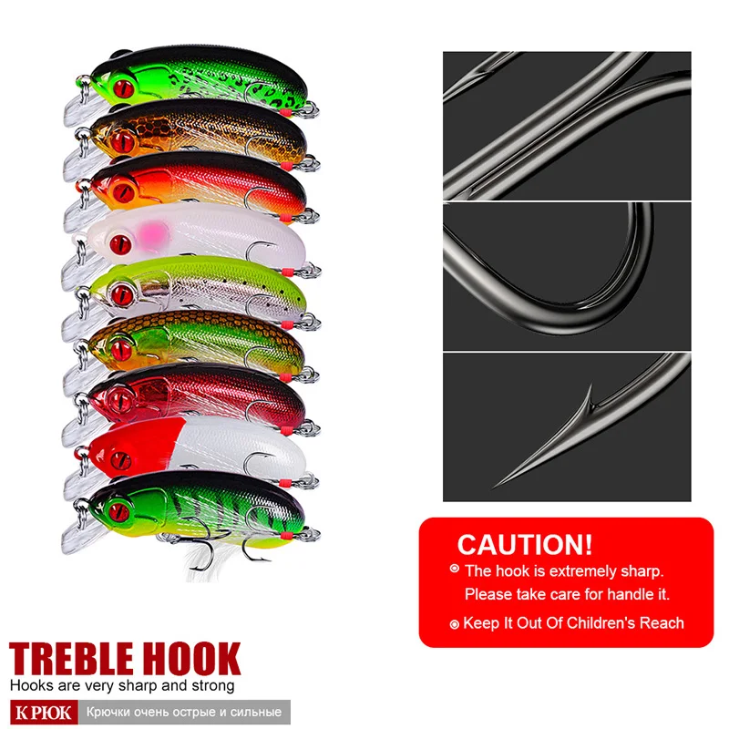 1Pcs Minnow Floating Fishing Lure 6.2cm 10g Fake Fish Crankbait Wobblers Artificial Plastic Hard Bait Swimbait Fishing Tackle