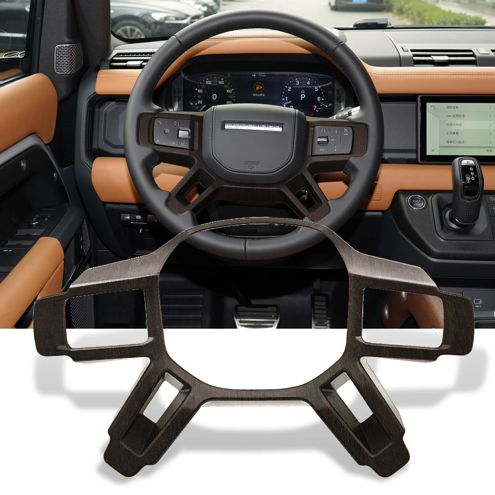 

NEW!!! Black Oak Grain Carbon Fiber ABS For Land Rover Defender 110 2020 Car Inner Car Steering Wheel Trim Car Accessory