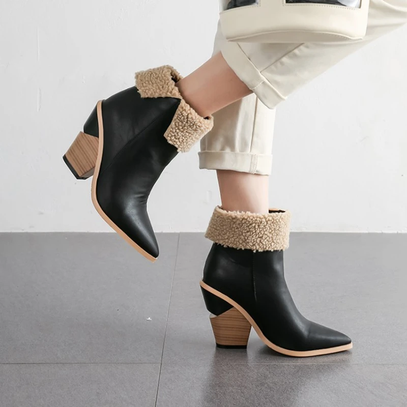 

New Women Shoes Boots Winter Warm Boots with fur Ankle Boots Big Size 34-45