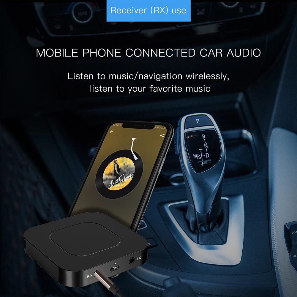 

Bluetooth 5.0 Audio Receiver Transmitter 3.5mm AUX Jack RCA USB Dongle Stereo Wireless Adapter with Mic For Car TV PC Headphone