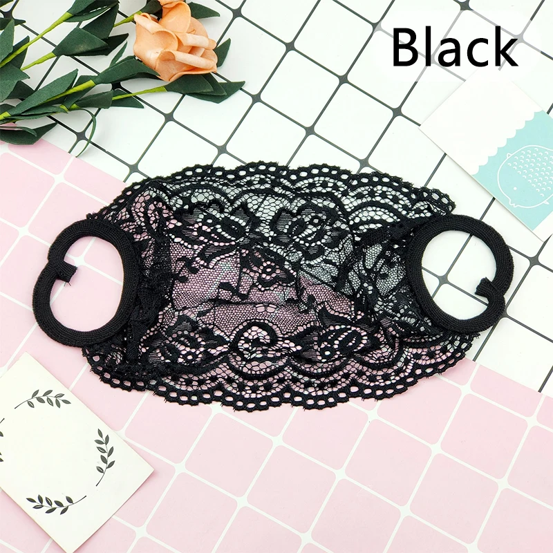 Элегантная черная кружевная маска для женщин и девушек однослойная дышащая