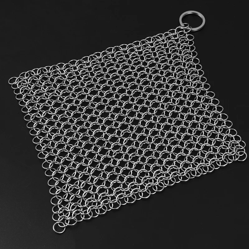 Cast Iron Cleaner -Premium 316 Stainless Steel Chainmail Scrubber 8x6 Inch | Cleaning Cloths