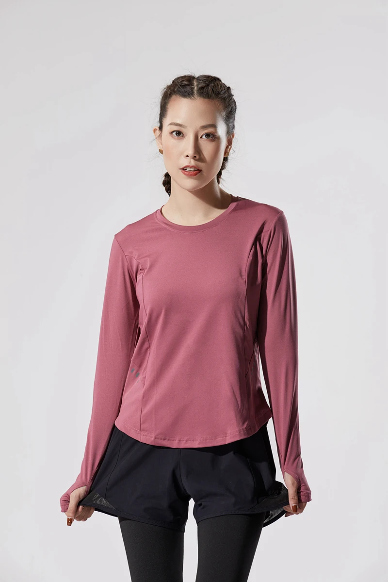 Осенне зимний спортивный костюм для йоги топ Женская Спортивная футболка