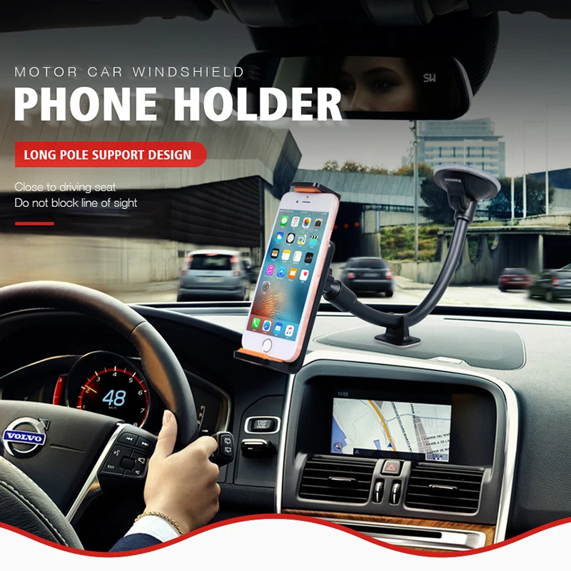 

Universal Smartphone Car Holder Windshield Long Arm Mount Support For iPhone X 8 7 6s 6 5S Samsung Galaxy S5 S6 S7