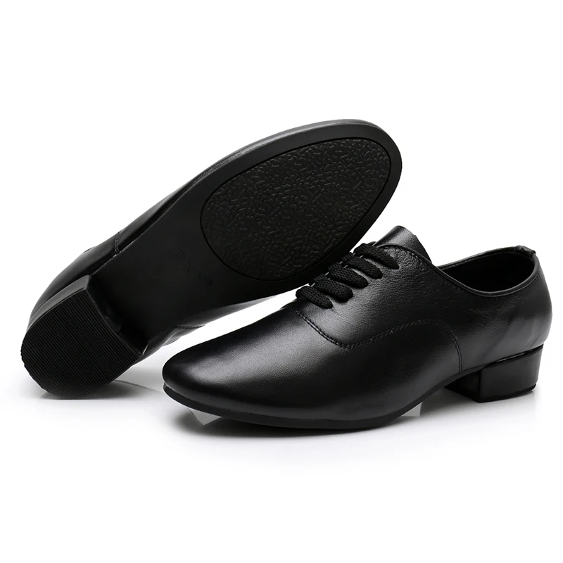 Dance-Shoes Modern Men Tango Latin Ballroom Dance Shoes Leather Party Boys Professional Low Heel Soft Dancing Shoes White Black