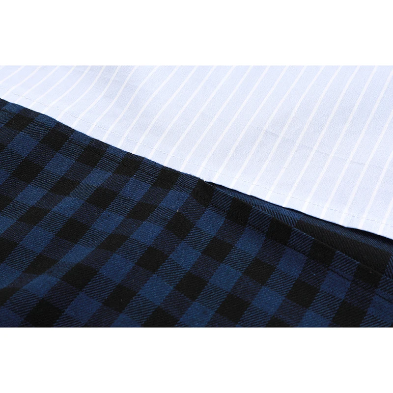 

Women Blue Striped Plaid Split Big Size Blouse New Lapel Long Sleeve Loose Fit Shirt Fashion Tide Spring Autumn 2021
