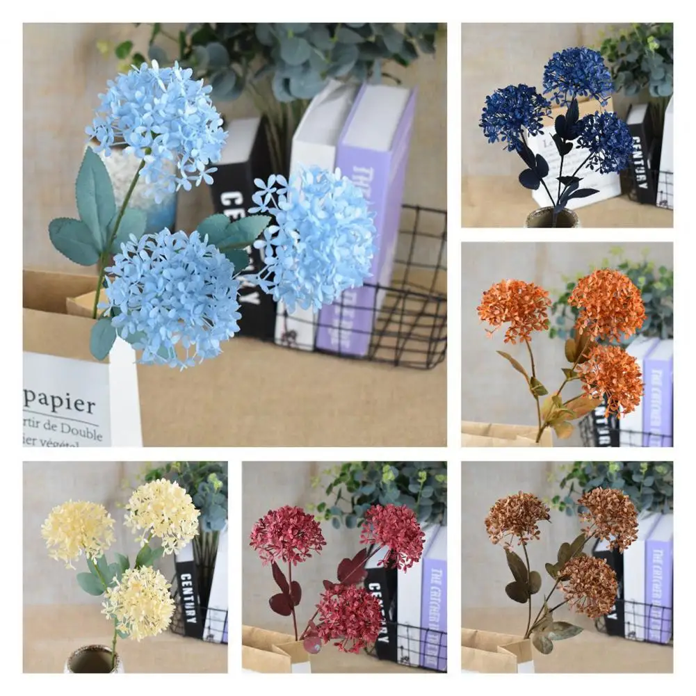 

Attractive Fadeless Plastic Ball Artificial Flowers 3 Heads Simulation Bouquets Decorations for Living Room