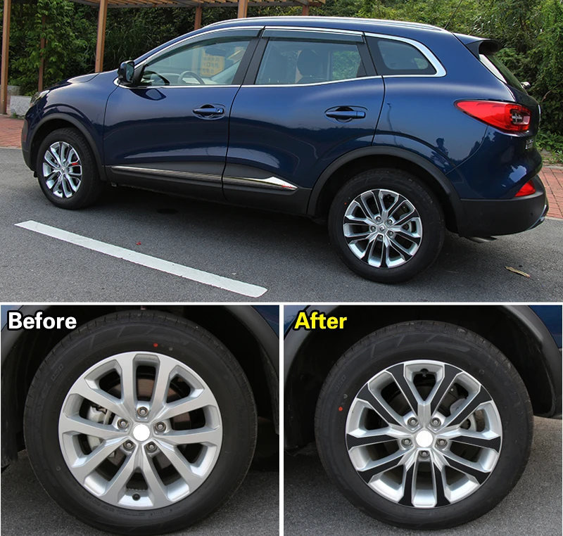 17 inch CAR ACCESSORIES BLACK CARBON FIBER VINYL WHEEL HUB DECORATIVE STICKER STYLING 40PCS/SET FOR RENAULT KADJAR 2016 2017 | Автомобили
