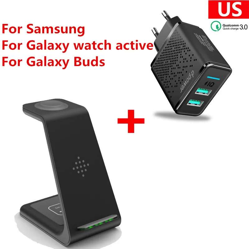 As picture show Qi 10 Вт Быстрое беспроводное зарядное устройство для iPhone 8 samsung S8 Беспроводная зарядная подставка для Apple Watch 5 4 для samsung Watch Galaxy buds - Цвет: As picture show