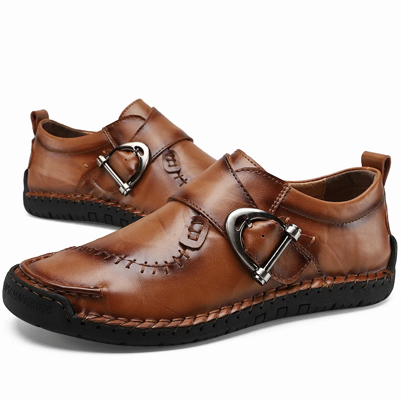 Новые мужские туфли из спилка высокого качества лоферы ручной работы на