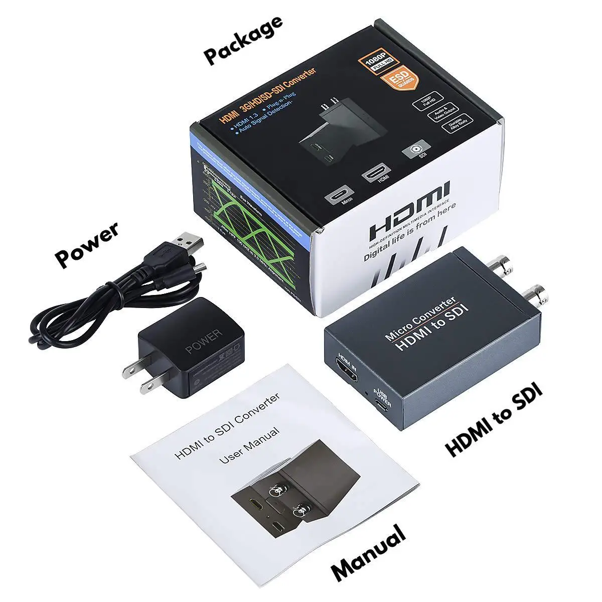 SDI к HDMI/HDMI к SDI с питанием Mini 3g HD SD-SDI видео микропроцессор адаптер с аудио Авто формат обнаружения для камеры