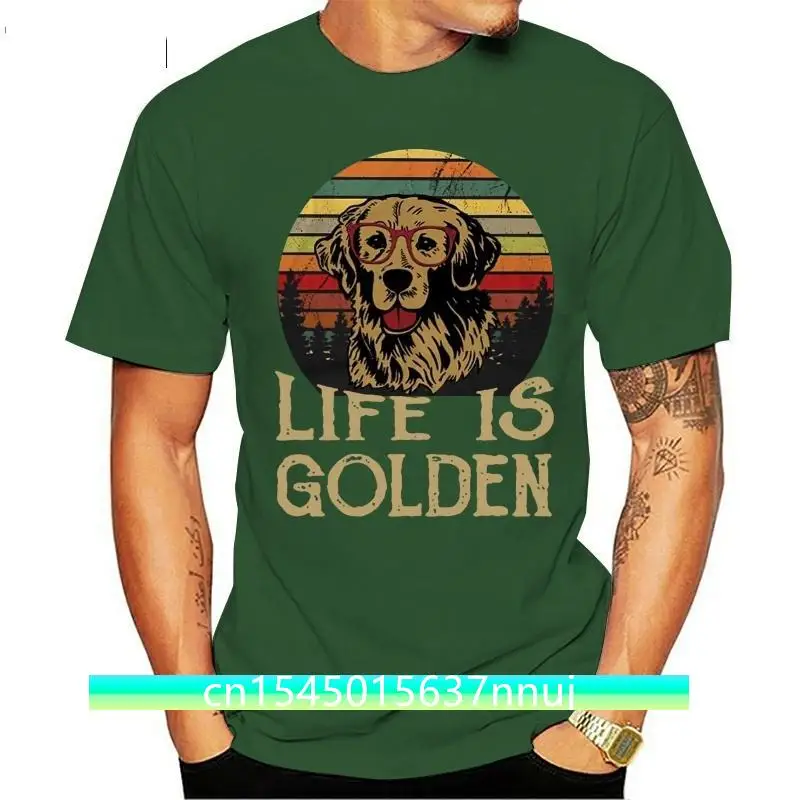 

Golden Retriever Life Is Golden Vintage Men T Shirt Black Cotton S 4Xl