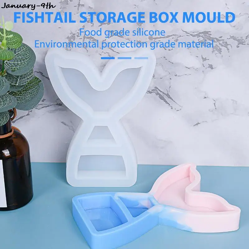 

Great Mermaid Tail Shape Storage Box Resin Molds DIY Epoxy Resin Mold Silicone Trinket Case Molds