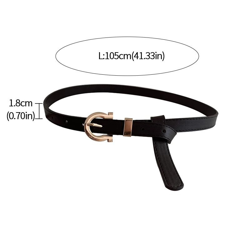 

Woman Belt Thin Golden Buckle PU Leather Belts For Women Dress Trousers Strap Casual Ladies Female Waistband