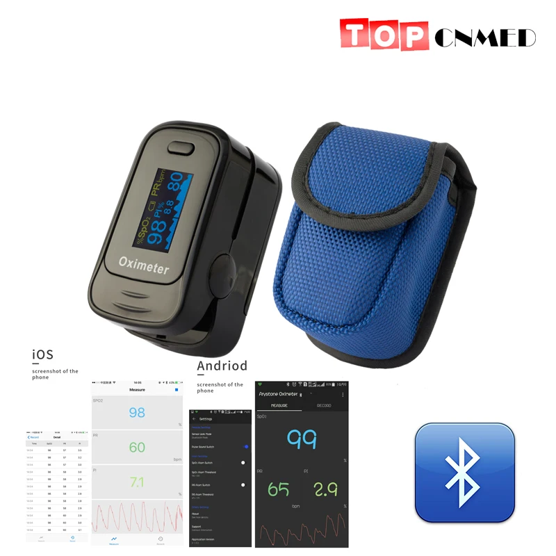 Andriod iOS APP Bluetooth 4,0 OLED на палец Пульсоксиметр Пальчиковый Пульсоксиметр Пульсо крови Кислород SpO2 монитор сатурации
