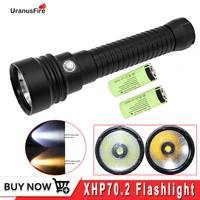 xhp70 diving flashlight 4000lm underwater torch xhp70 2 led waterproof lamp whiteyellow light 26650 battery charger