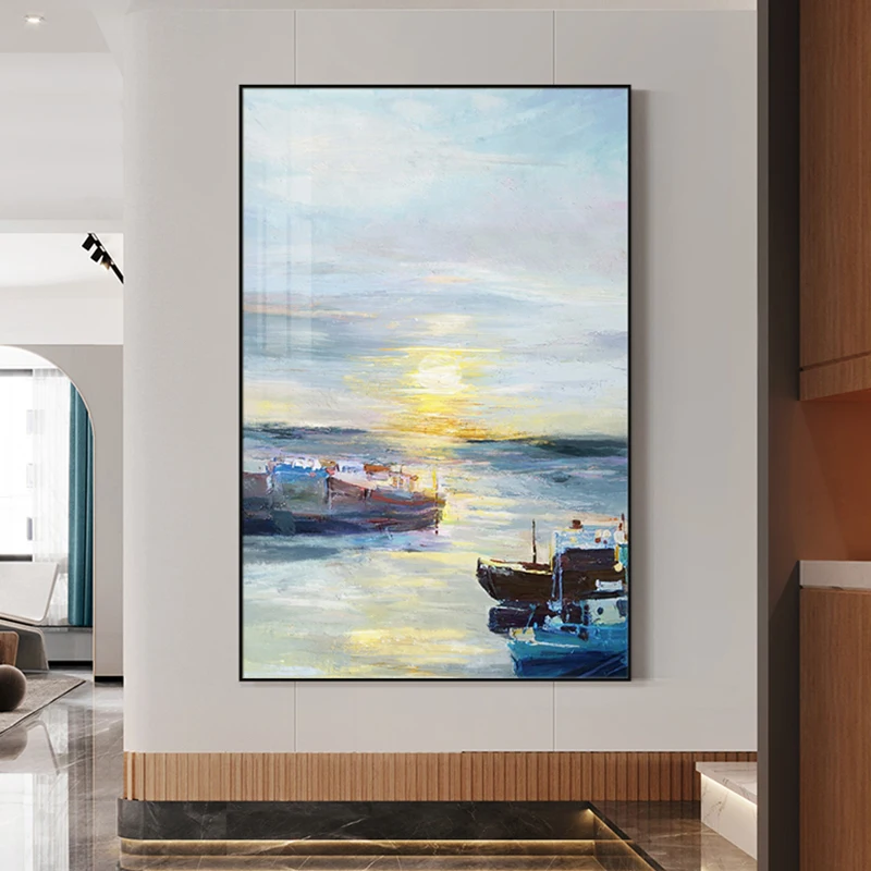 

Nodic Abstract Landscape Canvas Poster Print Seascape Wall Art Decor Pictures Modern Minimalist Living Room Interior Paintings
