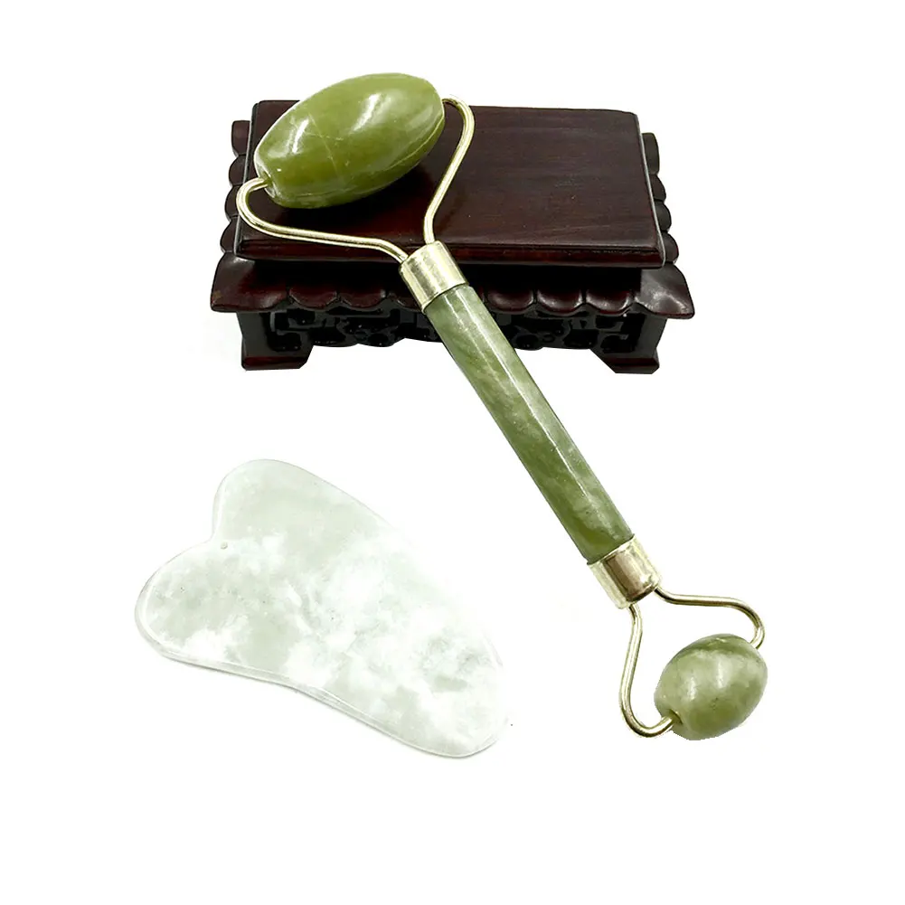 

Jade Roller Massager Face Anti Aging Gua Sha Scraping Massage Tool Set Therapy Jade Facial Roller Anti Wrinkle Skin Rejuvenate