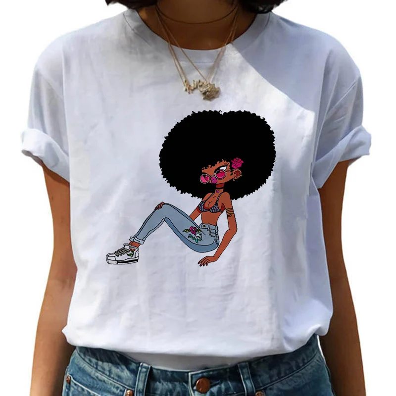 

2021 Oversized tshirt women 2021 Black Girl Pattern Fashion Retro T Shirt Female Harajuku Tee&Top tee shirt femme Plus Size XXXL