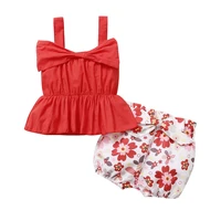 sleeveless topsshorts set toddler baby bow outfits girls casual cami top floral pants set