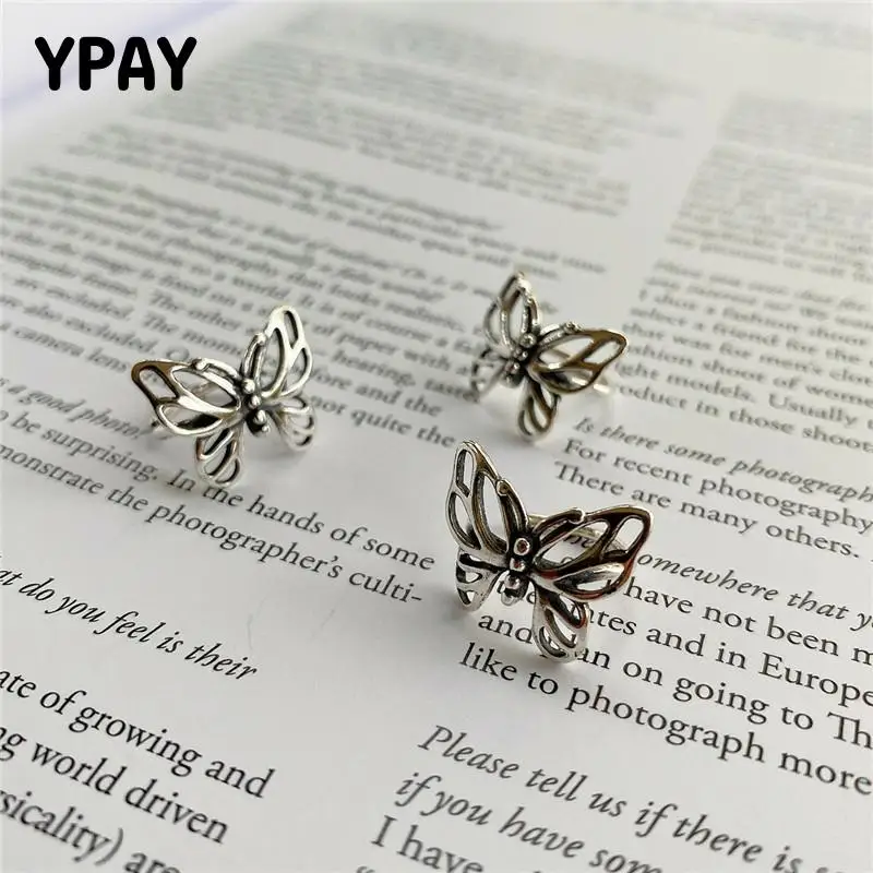 

YPAY, 1 шт., 100% Подлинная Серебряная Ушная манжета 925 пробы для женщин, Корея, Япония, INS, клипсы с бабочками, серьги без пирсинга, YME702