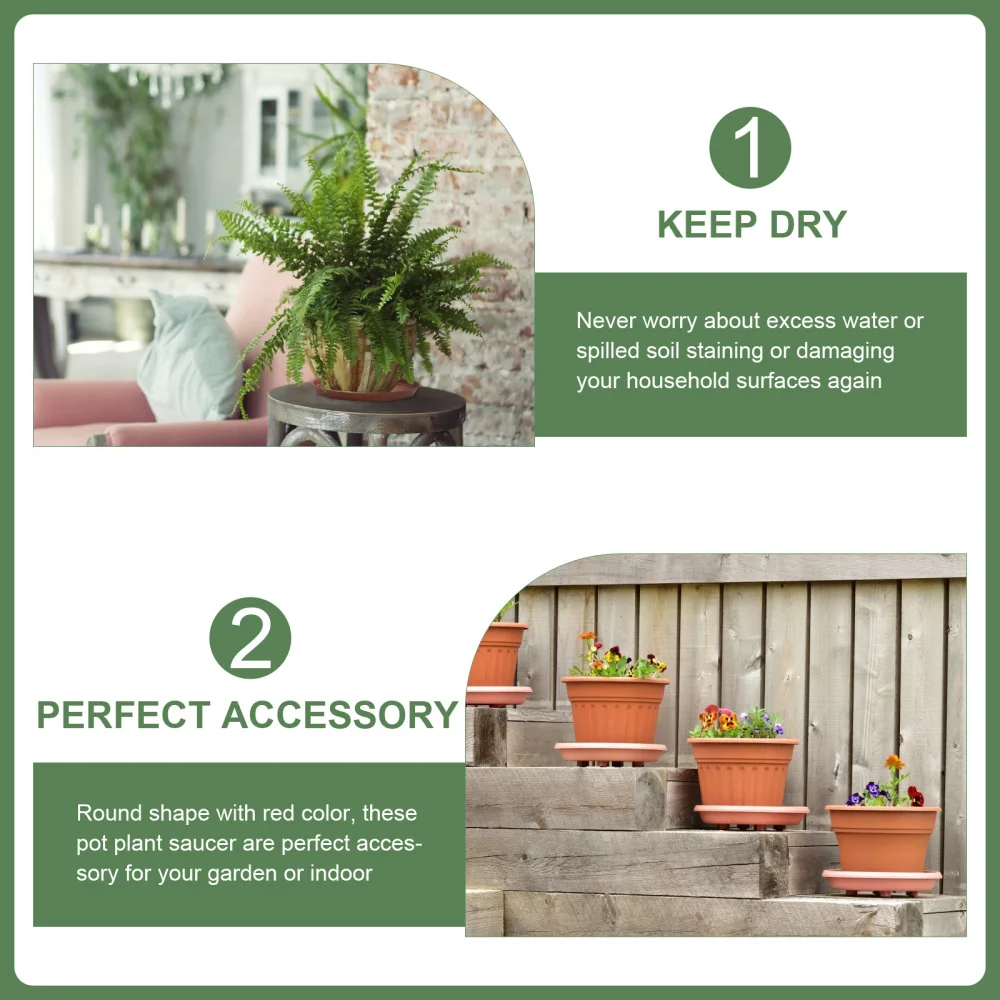 

10pcs Flowerpot Drip Tray Plant Pot Saucer for Fleshiness Planter Garden Balcony - Type 400 (Red)