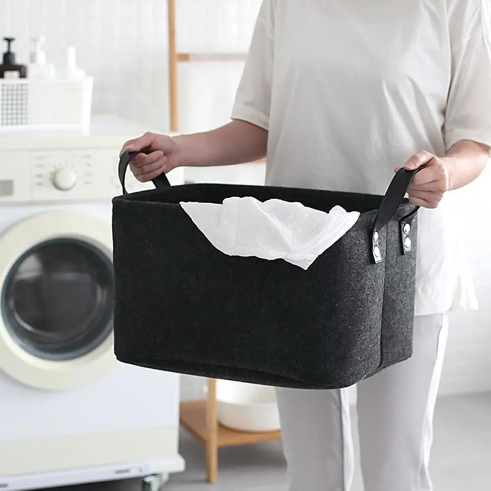 

Wool Felt Storage Baskets Toy Book Stationery Foldable Laundry Basket Dirty Clothes Hamper Toys Holder Clothes Storage Bag Box