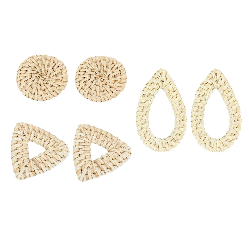 

Triangle, Round, Water Drop Rattan Earring - DIY Handmade Rattan Weave Earrings Straw Weave Fashion Earrings for Women