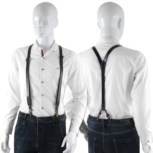 1,7 см, модные кожаные подтяжки с 4 зажимами, мужские подтяжки в западном стиле для брюк
