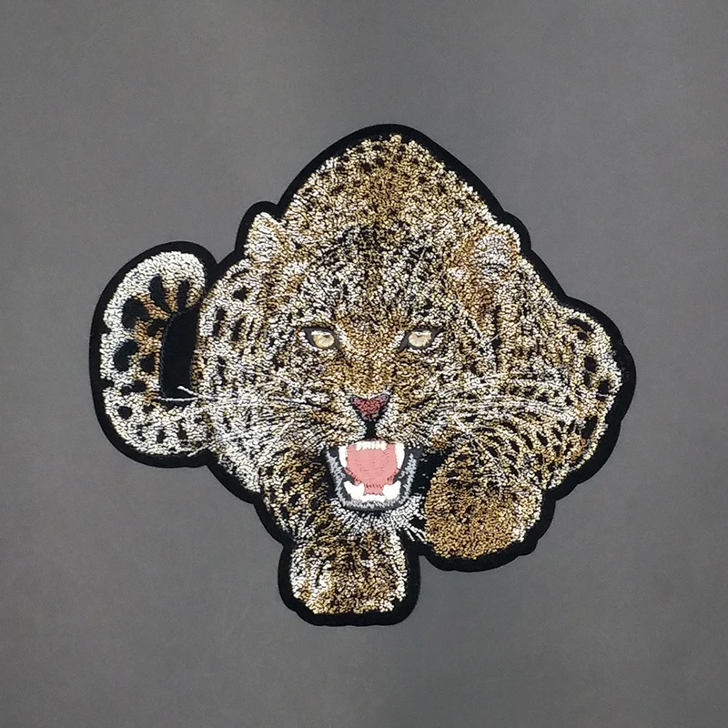 

1 Pieces Domineering Leopard Toothbrush Embroidered Patch For Denim Jacket Badge Applique Iron on Clothes DIY Supplies