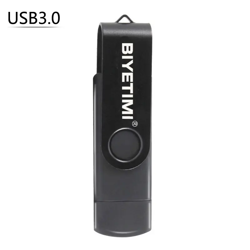 Лучшие продажи OTG USB флеш-накопитель cle usb 3,0 stick 64G otg ручка-накопитель для смартфонов 4g 16g 32g 128G BIYETIMI - Цвет: Черный
