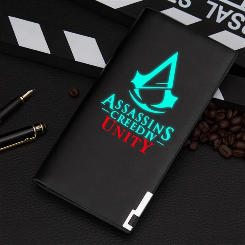 Новое поступление, кошелек для игры Assassins, черная светящаяся Сумочка унисекс, подарок для подростков, Модный стильный мужской кошелек из искусственной кожи