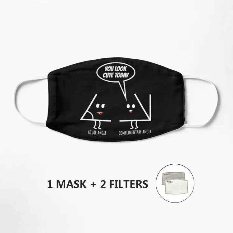 

Math Cute Angle Gift High School College Math Day Mask Face Mask Cotton Fabric Washable filter pocket Unisex 100% Cotton