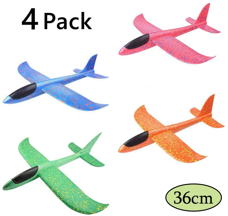 4Pack 36cm Пенопластовый игрушечный самолет, 36 см 48 см, режим полета, планер, инерционные модели самолетов, самолеты для детей, Спорт на открытом воздухе - Цвет: 4Pack 36cm