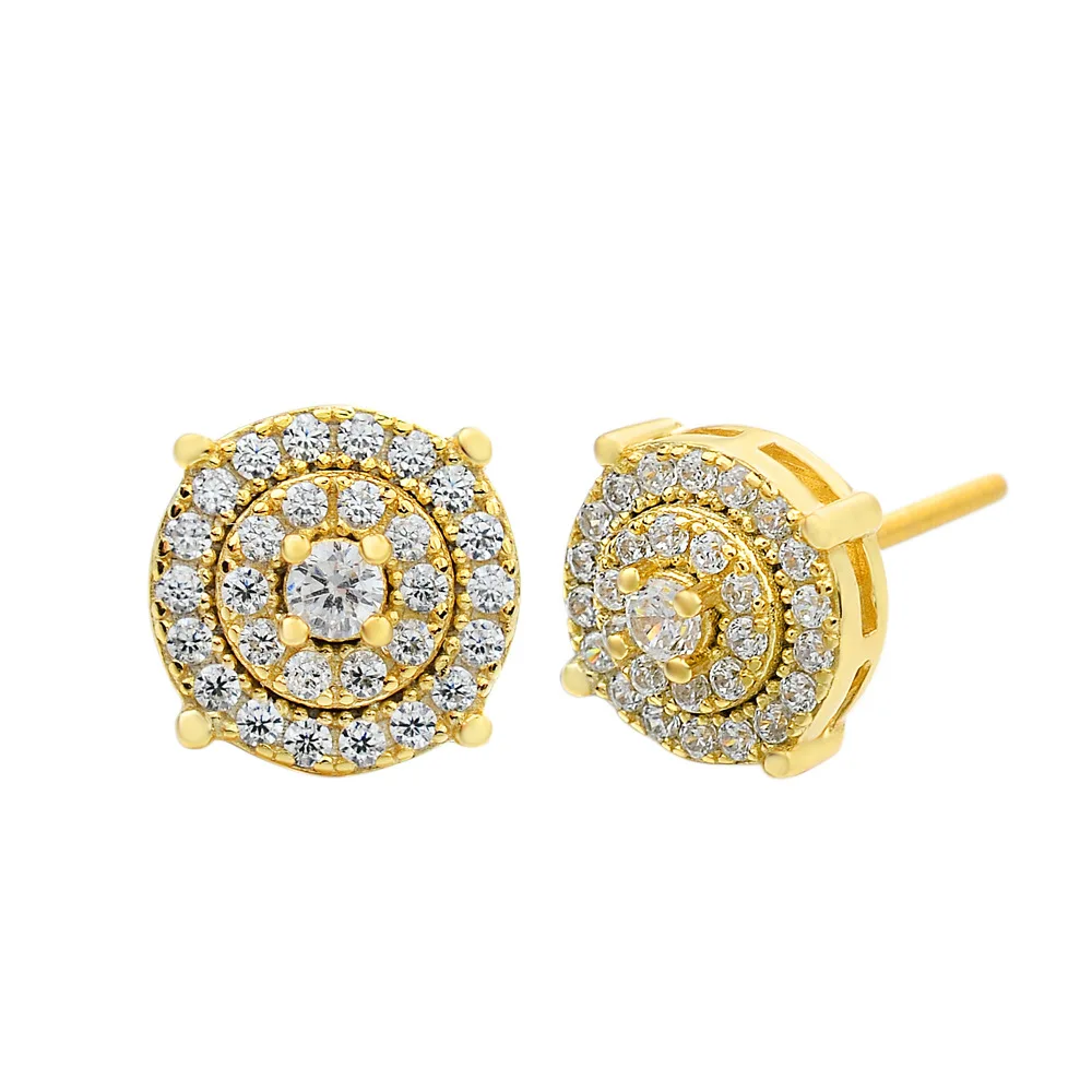 

2021 Trend Silver 925 Man Earing Studs Punk Three-layer Round Set Zircon Hip Hop Men Earrings Jewelry