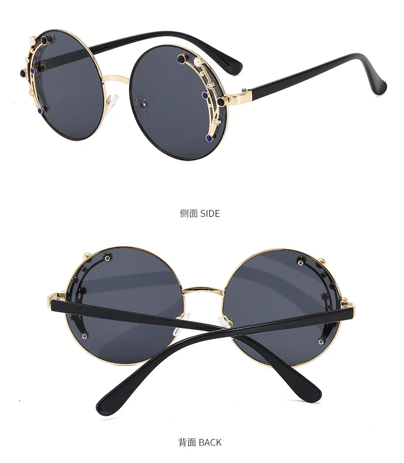 

Luxury Pearls Diamond Round Sunglasses Women Fashion Brand Mirror Sun Glasses Female 2020 New Eyewear Ladies Oculos De Sol Gafas