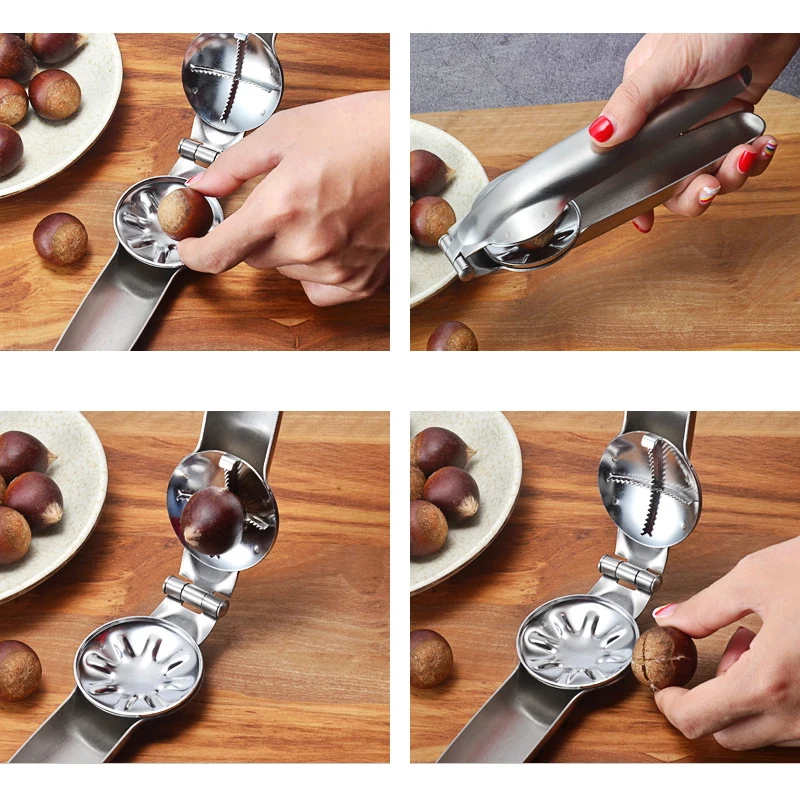 

VKTECH Stainless Steel 2 in 1 Quick Chestnut Clip Walnut Pliers Metal NutCracker Sheller Nut Opener Kitchen Tools Cutter Gadgets